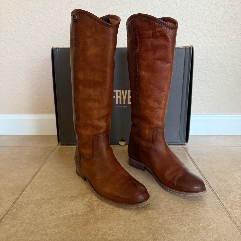 Frye Women’s Melissa Button 2 Boots in Cognac Leather